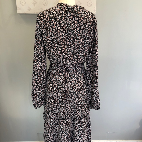 PRETTYGARDEN Women's Long Sleeve Vintage Wrap Dress Floral Print V-Neck e101-2 - Picture 5 of 8